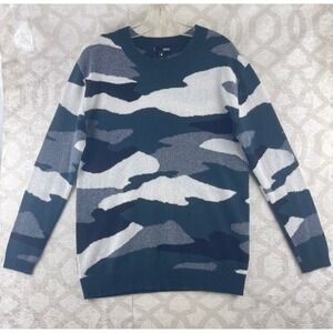 Aqua Cashmere Womens Crewneck Sweater Camouflage Black Grey White Size S